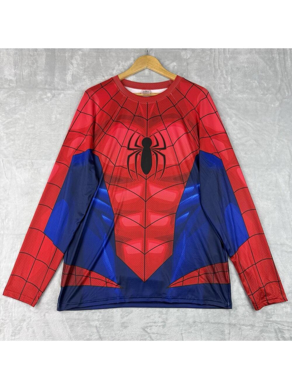 Marvel Spider Man Compression Shirt Mens M Long Sleeve Athletic Cosplay Gym Top